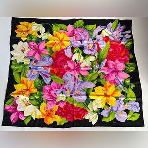 VTG 1990s Vera Neumann 100% Silk Floral Tropical Paradise Scarf Honey Collection